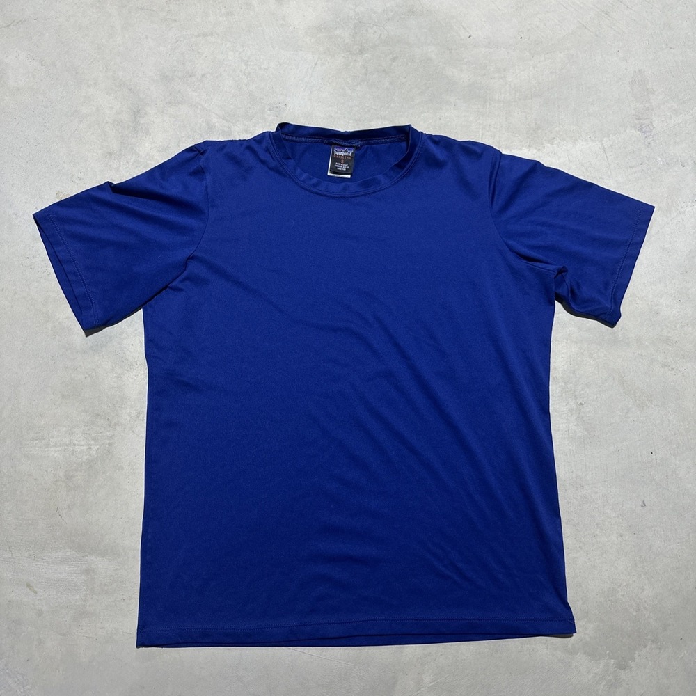 Patagonia Blue Capilene VTG USA Short Sleeve Base Layer Crew Shirt Men's Small